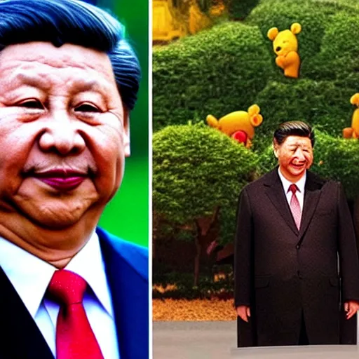 Image similar to The face of Xi Jinping looks like the face of Winnie the Pooh, cartoon