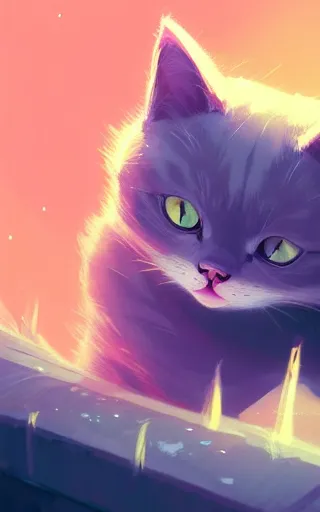 Image similar to cute cat, by victo ngai and andreas rocha and greg rutkowski, trending on artstation, unreal engine, 8 k hd wallpaperjpeg artifact, blur, artfact