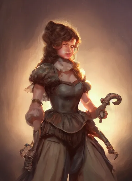 Image similar to three quarters portrait of a beautiful female Dorothy gale, full body, armor, super powers, fantasy, intricate, elegant, highly detailed, digital painting, artstation, concept art, shining, sharp focus, illustration, art by stanley lau