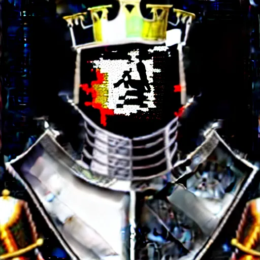 Image similar to knights armor, donald trump, crown!!!!!!, donald trump's face, detailed face, painting of a knight, boots!!!!!!, medieval castle background, valiant, by hans thoma