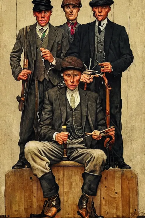 Image similar to peaky blinders painted by norman rockwell