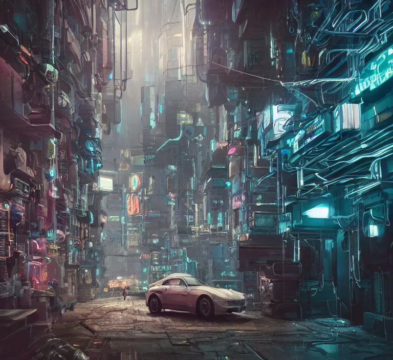 Image similar to hyperrealism stock photography of highly detailed stylish robot in cyberpunk sci - fi style by gragory crewdson and katsuhiro otomo, mike winkelmann with many details by josan gonzalez working at the highly detailed data center by mike winkelmann and laurie greasley hyperrealism stock photo on dsmc 3 system rendered in blender and octane render