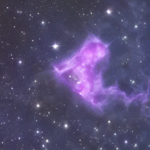 Image similar to Purple nebula in the shape of a cat\'s claw,high quality image taken by James Webb telescope