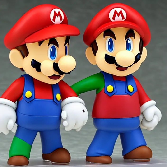 Image similar to Mario and Luigi, An anime Nendoroid of Mario and Luigi, figurine, detailed product photo