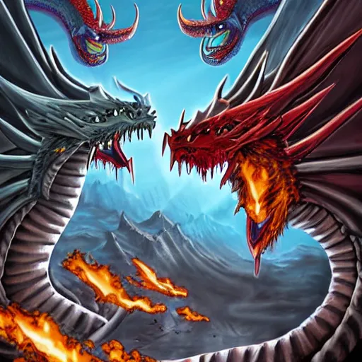 Prompt: the dragon war, by Tim and Greg Hildebrand