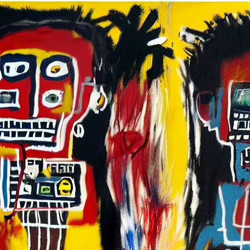 Image similar to basquiat painting depicting a gen z couple fighting
