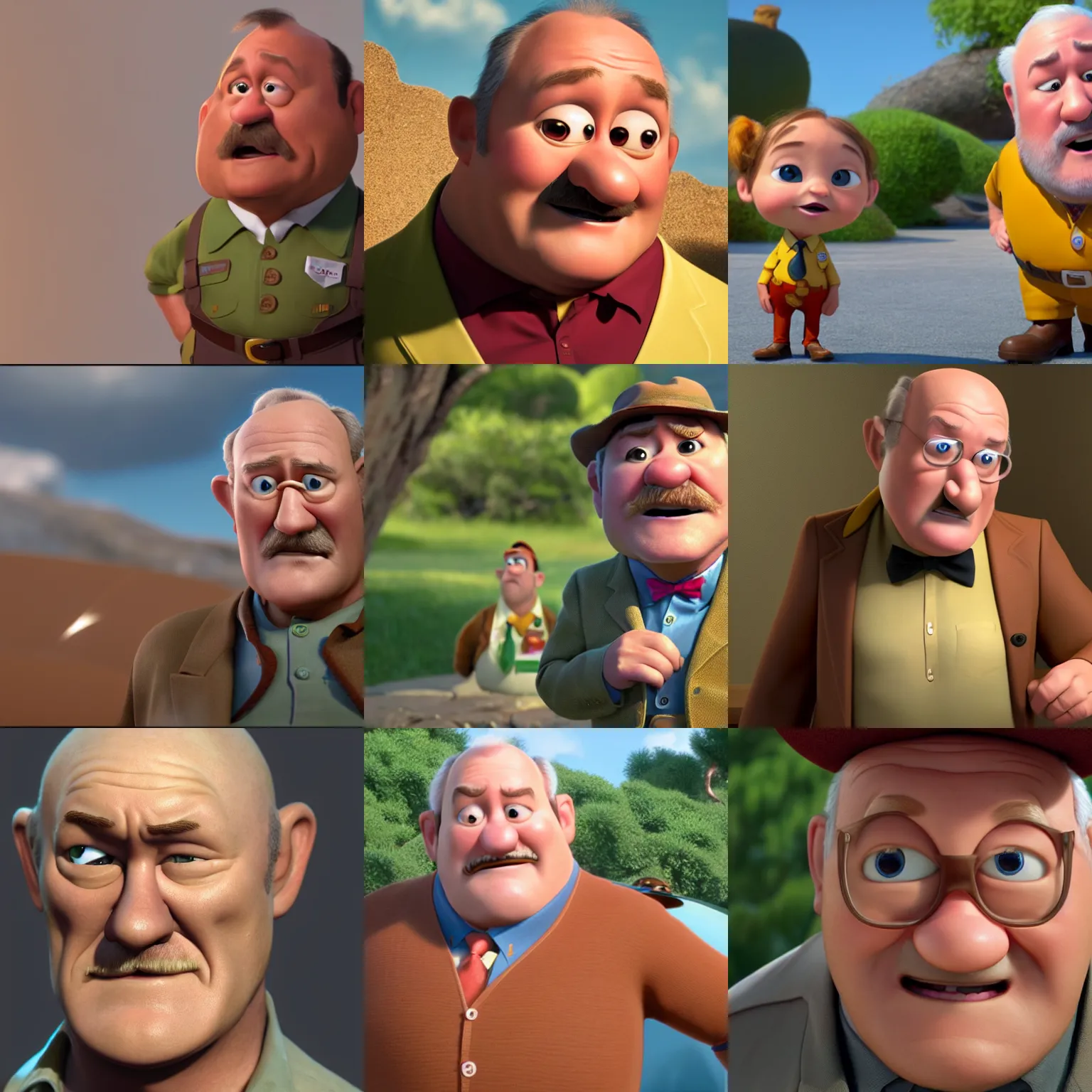 Prompt: gene hackman as a pixar disney character from up ( 2 0 0 9 ), unreal engine, octane render, 3 d render, photorealistic - c 8