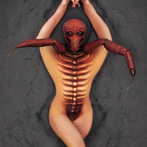 Image similar to woman / scorpion hybrid, photograph