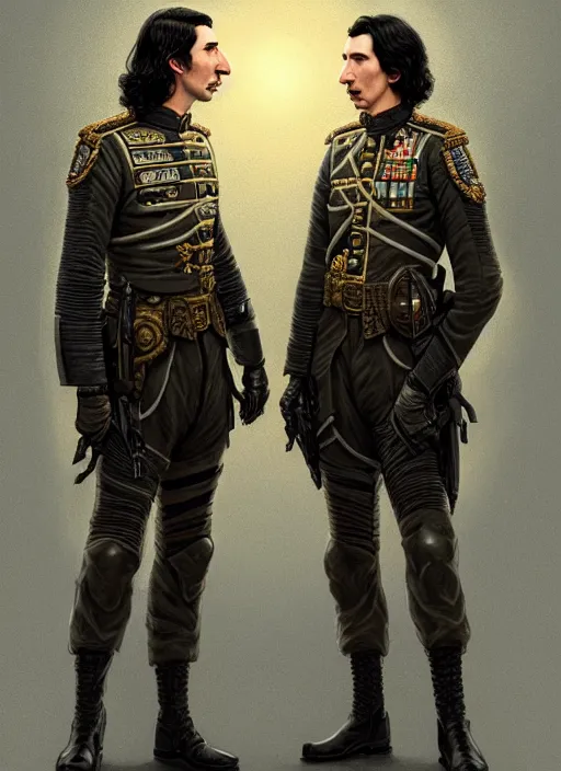 Prompt: a portrait of john oliver and adam driver posing together, stoic, military uniform, fantasy, intricate, elegant, beautiful, highly detailed, centered, digital painting, artstation, concept art, smooth, sharp focus, illustration, art style by klimt and nixeu and ian sprigger and wlop and krenz cushart