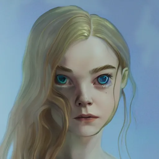 Prompt: Elle Fanning in the painted world of Dark Souls, head and shoulders masterpiece, apocalypse, golden hour, cosmic horror, artstation, in the style of 1990s Disney cel shading, extremely detailed