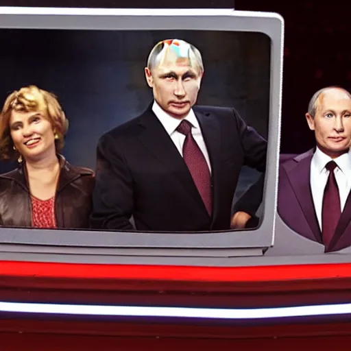 Image similar to Vladimir Putin as a guest star on the TV show Whose Line Is It Anyway?