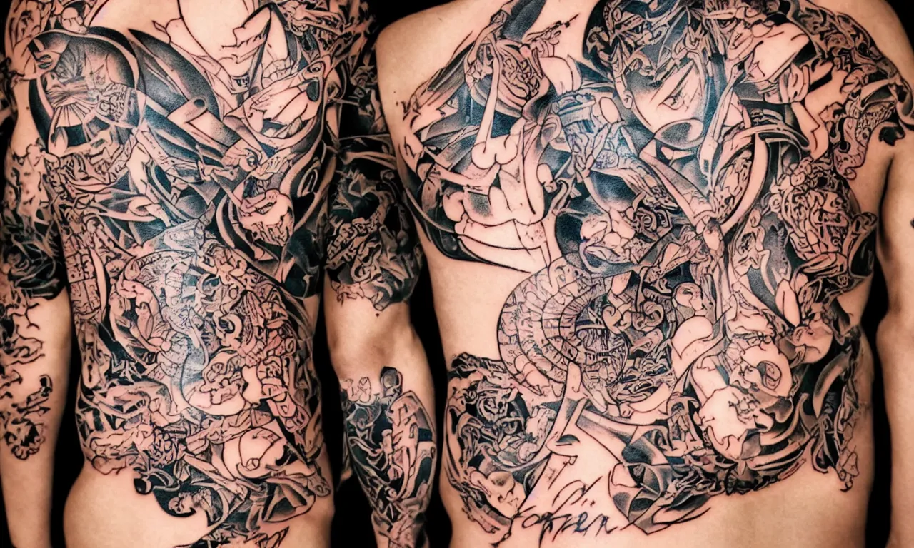 Image similar to a tattoo of yakuza design, hd photography