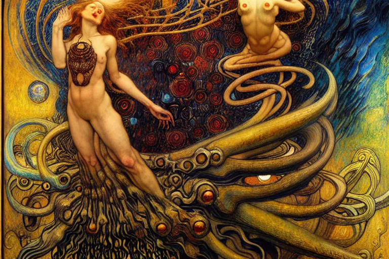 Image similar to Divine Chaos Engine by Karol Bak, Jean Delville, William Blake, Gustav Klimt, and Vincent Van Gogh, symbolist, visionary