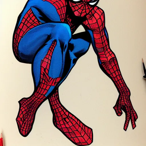 Prompt: sketch of spiderman, anatomically correct