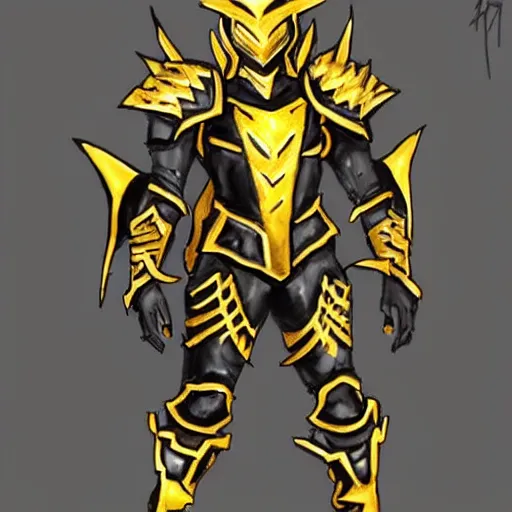 Prompt: dragon warrior black and gold armor, concept art, honorable