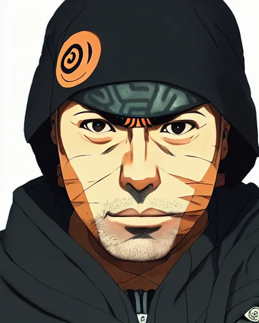 Image similar to joe rogan in naruto as a hidden leaf village ninja, close up portrait, details, sharp focus, illustration, by jordan grimmer and greg rutkowski, trending artstation, pixiv, digital art