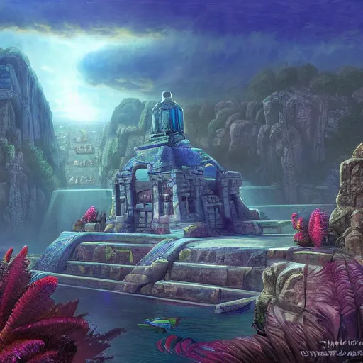 Image similar to the lost city of Atlantis, ultra high detail, dramatic lighting, hyper realistic, in the style of tyler edlin