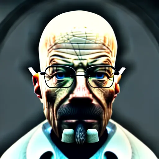 Image similar to walter white in metaverse , 3d render , octane render , 4k , HD , realistic