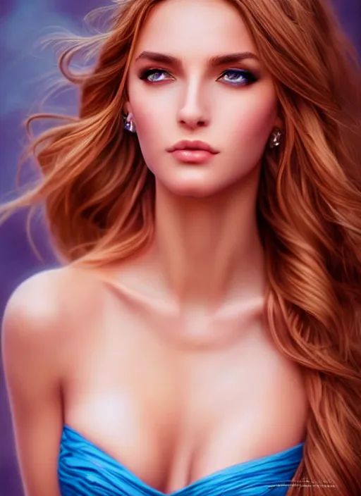 Image similar to a gorgeous greek female photo, professionally retouched, cool colors, soft lighting, realistic, smooth face, full body shot, torso, dress, perfect eyes, sharp focus on eyes, 8 k, high definition, insanely detailed, intricate, elegant, art by artgerm and j scott campbell