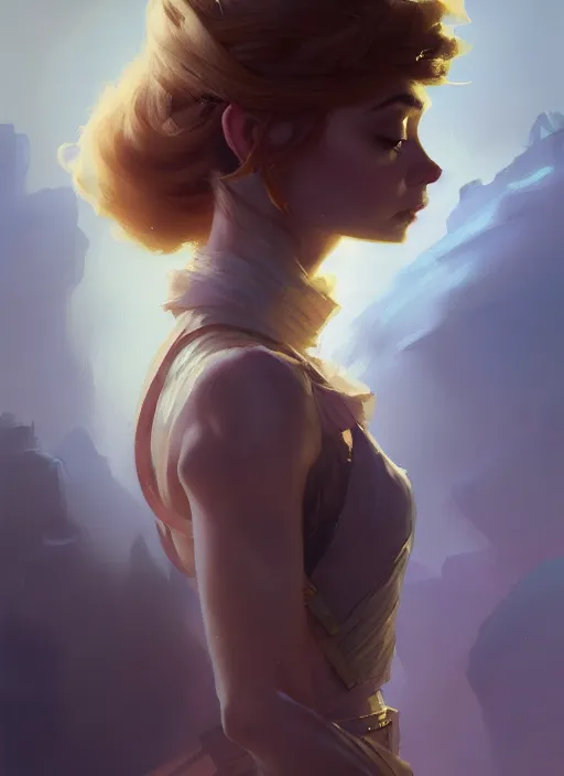 Image similar to side portrait, imogen poots, paladin, gloomhaven, organic painting, hard edges, luminescent, octane render, by greg manchess, huang guangjian, gil elvgren, sachin teng, greg rutkowski, jesper ejsing, rhads, ilya kuvshinov, cushart krenz