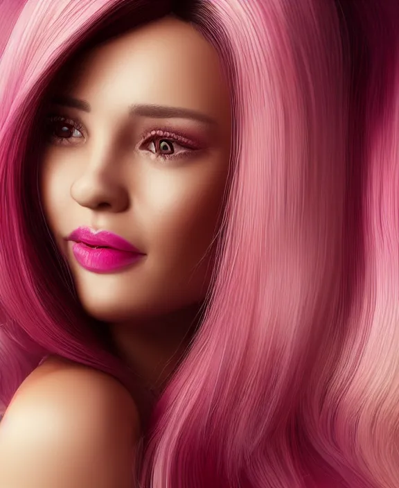 Prompt: ultra realistic portrait of a hot woman, colorful hair, pink lips, gorgeous smile, stunning, hottest, 8K resolution, 3D, Octan render,