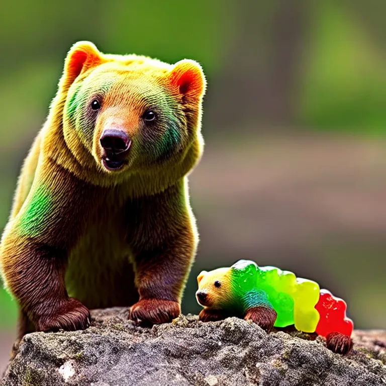 Image similar to close up national geographic photo of wild candy gummy bear wildlife photograph