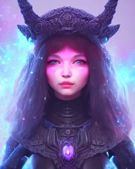 Prompt: ultradetailed rpg character portrait of a cute nebulapunk witch, digital art,, intricate, sharp focus, trending on artstation hq, deviantart, volumetric lighting, unreal engine, octane render