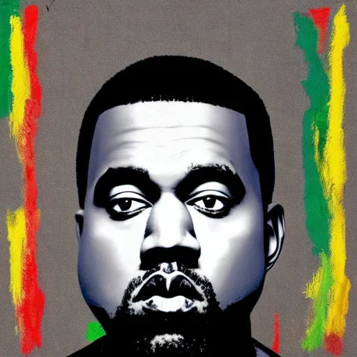 Prompt: kanye album cover in the style of jean michel-basquiat