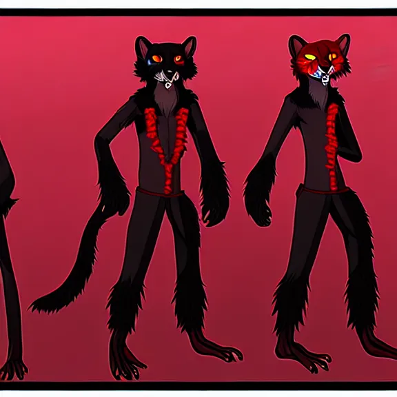 Image similar to furry - male - red - black - weasel - necromancer - fursona uhd ue 5 visual novel pc game expressions