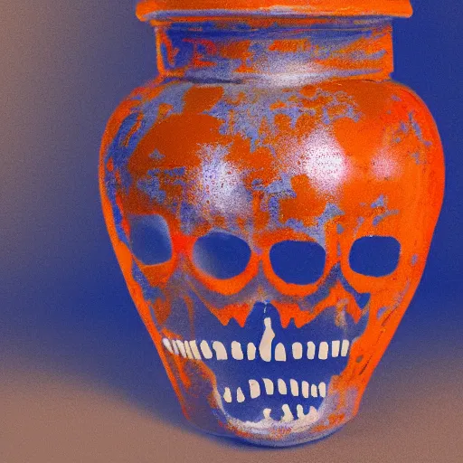 Image similar to skeletons running painted on a roman jar, abstract, orange theme, 8k resolution, sodium light