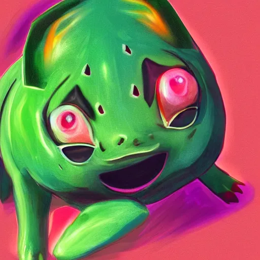 Prompt: bulbasaur by andi warhol, 4 k, digital painting, bright colors