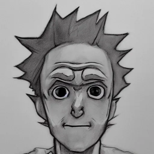 Image similar to morty from rick and morty fusain charcoal sketch artstation deviant art yoshida watercolor