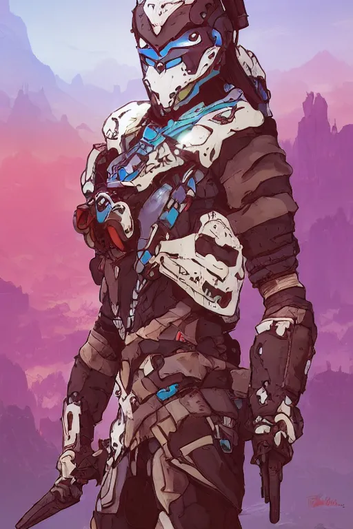 Image similar to combination suit armor aloy horizon forbidden west horizon zero dawn robot ninja mask helmet backpack tribal, art gta 5 comics, official fanart behance hd artstation by jesper ejsing, by rhads, makoto shinkai and lois van baarle, ilya kuvshinov, ossdraws radiating a glowing aura cgi rtx 2 0 2 2