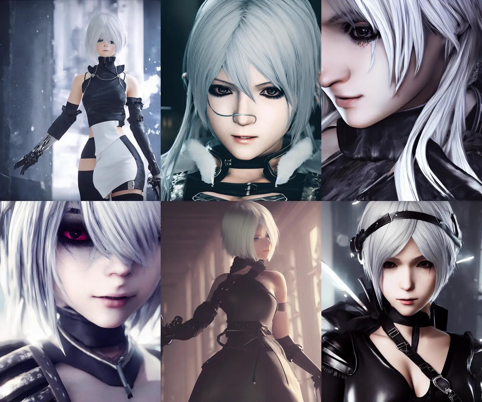 Image similar to Beautiful portrait of 2b, nier automata, cinematic 8k, high detailed