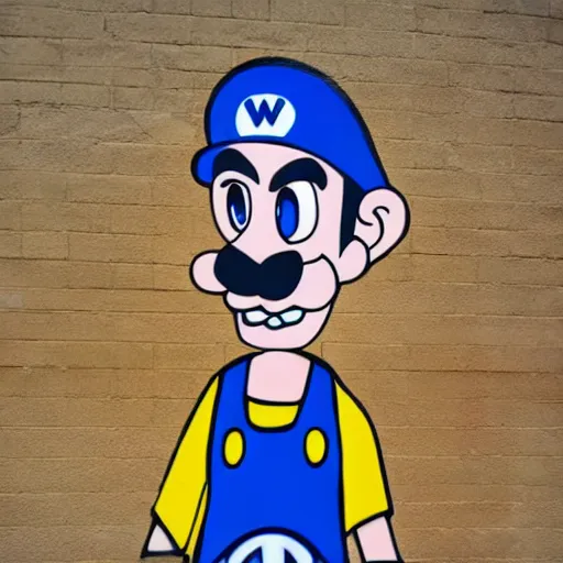 Image similar to Graffiti of Waluigi by Banksy,