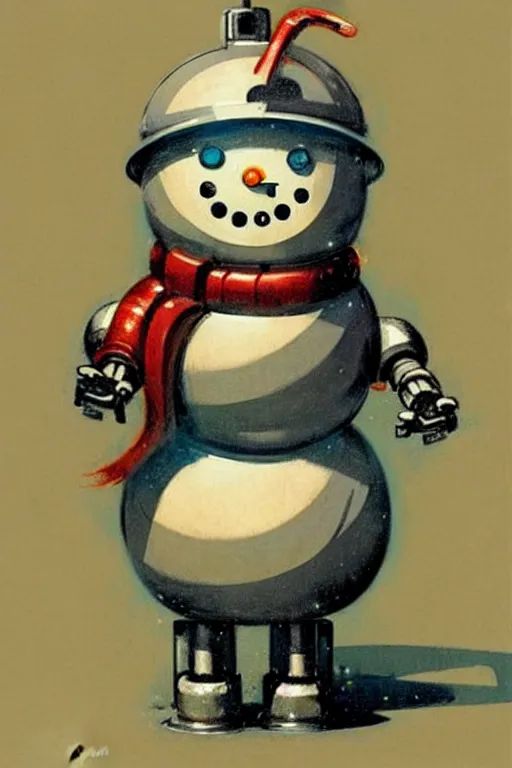 Prompt: ( ( ( ( ( 1 9 5 0 s retro future robot android snowman. muted colors. ) ) ) ) ) by jean - baptiste monge!!!!!!!!!!!!!!!!!!!!!!!!!!!!!!