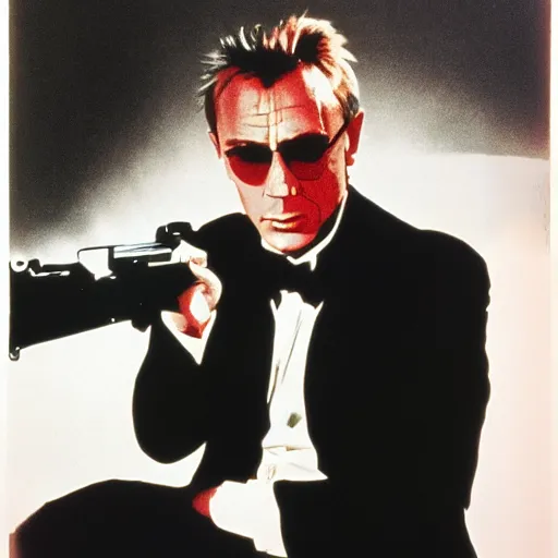 Image similar to james bond movie still by andy warhol,