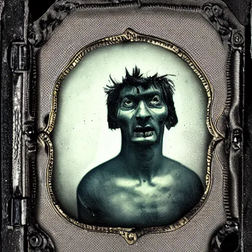 Prompt: a tintype of an angry alien