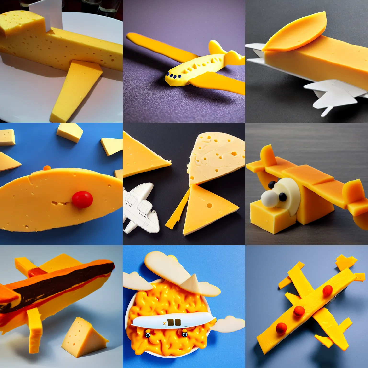 Prompt: Airplane made of cheese, 4k