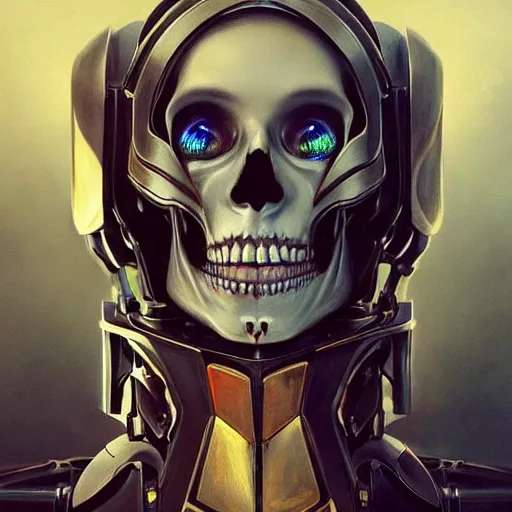 Image similar to perfectly - centered - portrait - photograph of sinister robot skull, super highly detailed, professional digital painting, artstation, concept art, smooth, sharp focus, no blur, no dof, extreme illustration, unreal engine 5, 8 k, art by artgerm and greg rutkowski and alphonse mucha loish and wlop