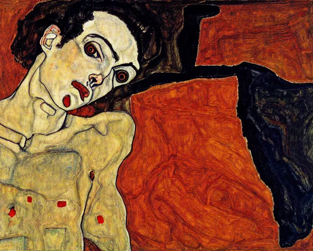 Image similar to a painting by egon schiele