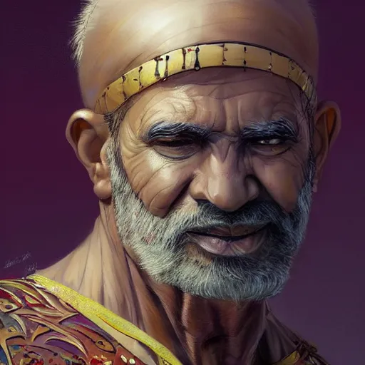 Image similar to A beautiful digital painting of a 60 year old man with middle eastern skin and Biblical clothing, short hair, hairy arms, tunic covering his body, by Stanley Artgerm Lau, frank frazetta, Rossdraws, James Jean, gerald brom, Andrei Riabovitchev, Marc Simonetti, and Sakimichan, trending on artstation, SFW version