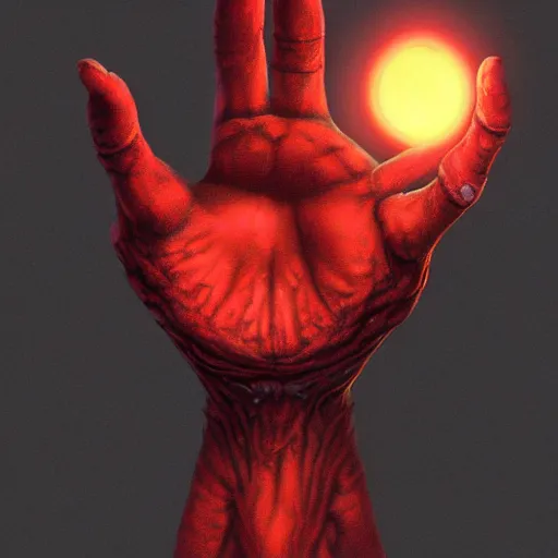 Image similar to a big demonic hand comes out from a blackhole, artstation