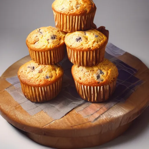 Image similar to photograph of muffins, hyperrealism