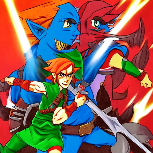 Image similar to link and ganon fight