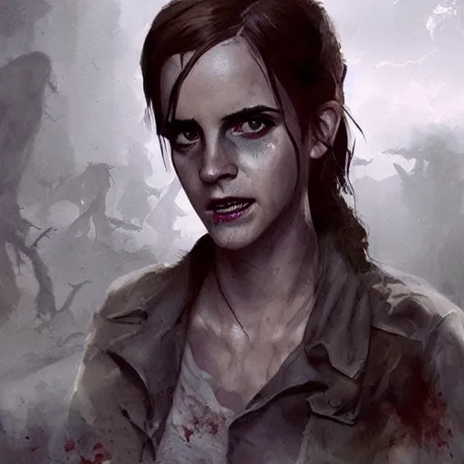 Image similar to zombie emma watson geog darrow greg rutkowski