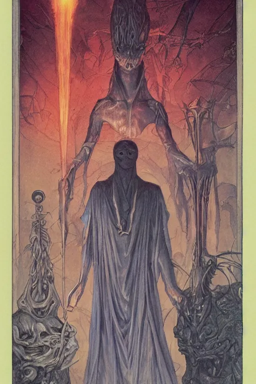 Prompt: the magician tarot card by wayne barlowe