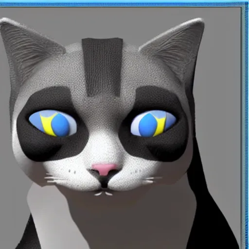 Prompt: adorable poorly 3 d rendered cat