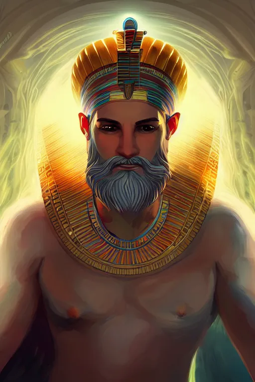 Image similar to the god zeus, egyptian environment, portrait, sharp focus, digital art, concept art, post processed, dynamic lighting, by emylie boivin and rossdraws