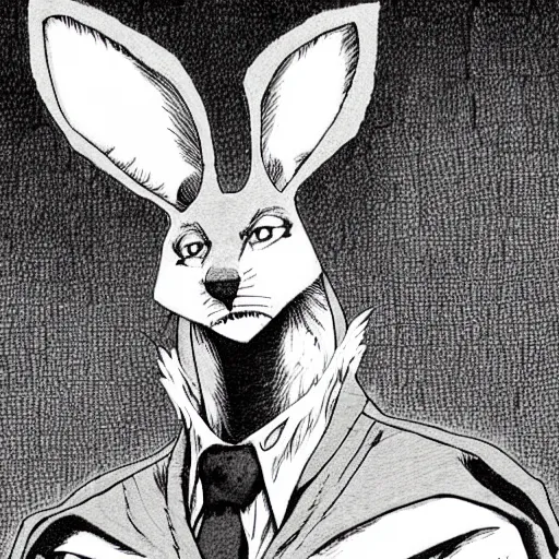 Prompt: Beastars :: Bill ,by Kentaro Miura :: Manga panel,